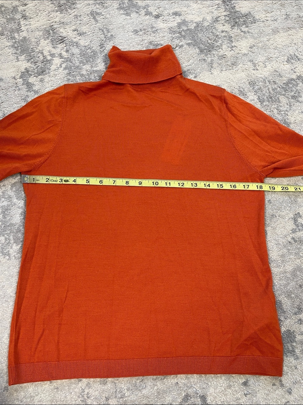 NWT Statement Virgin Wool Short Sleeve Turtleneck Sweater Burnt Orange Sz L - Picture 7 of 10